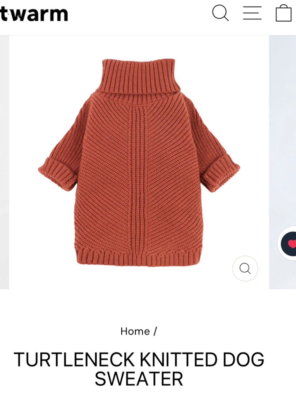 Warm Rust Turtleneck Knit Sweater